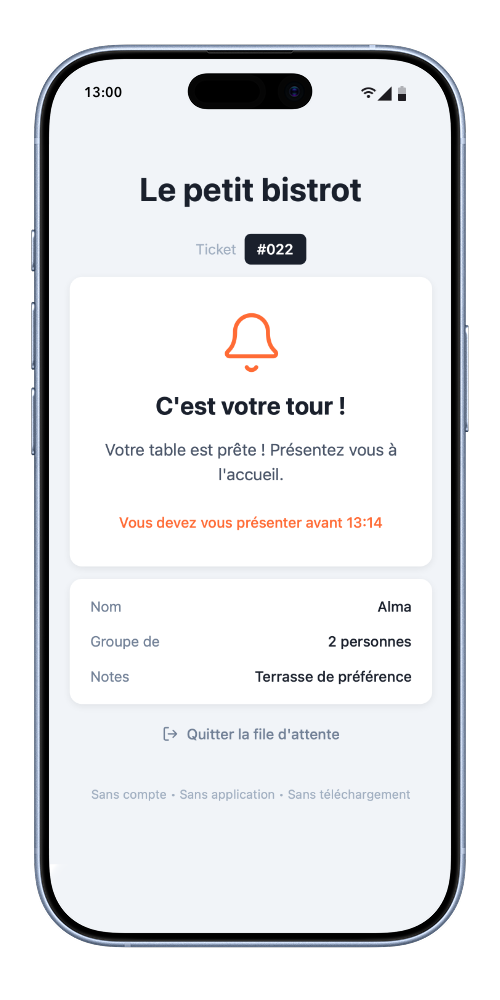 Notification c'est votre tour
